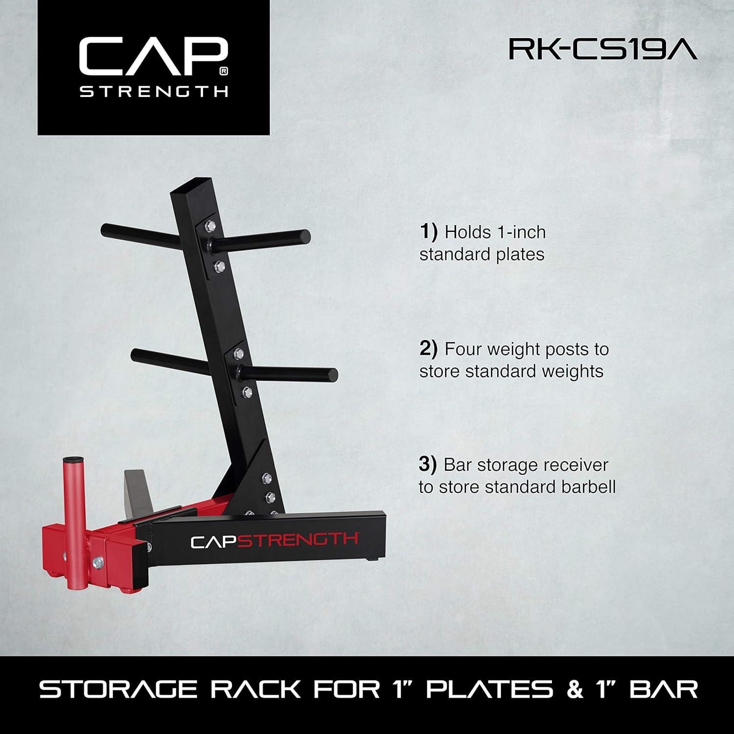imageCAP Barbell Weight Plate Rack for 1Inch Weight PlatesRed  Deluxe 1 Plate Tree