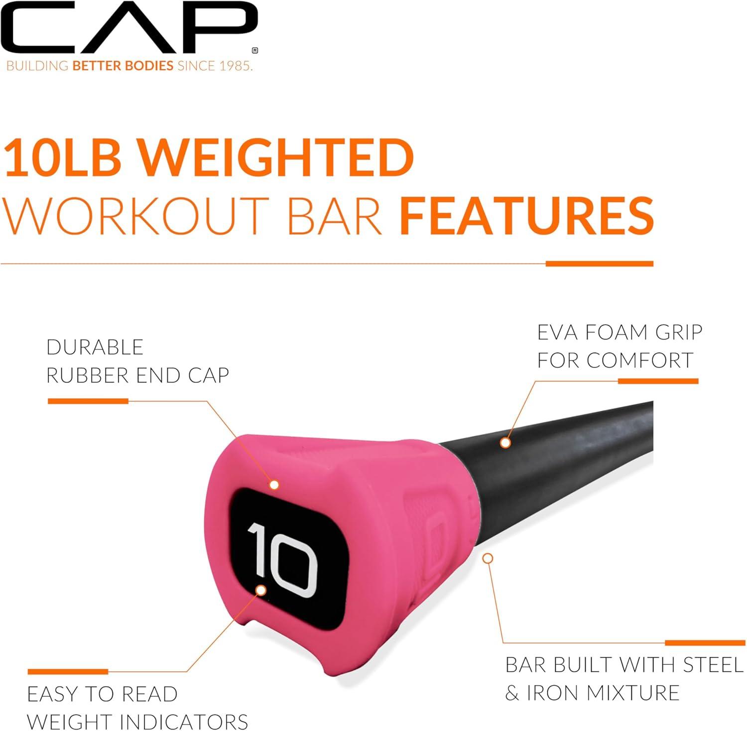 imageCAP Barbell Weighted Workout Bar  520 lb  Multiple Options10 LB  Red