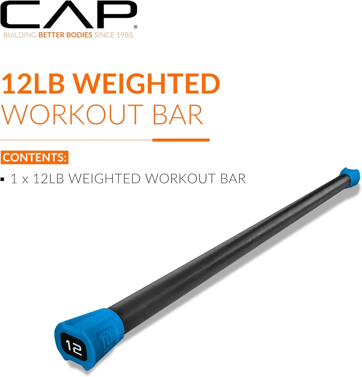 imageCAP Barbell Weighted Workout Bar  520 lb  Multiple Options12 LB  Blue