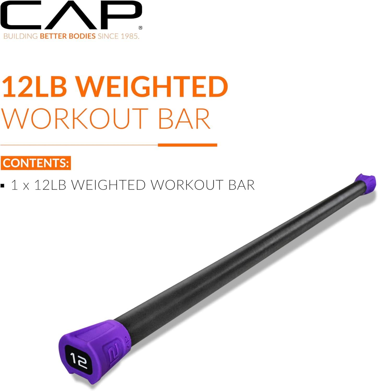 imageCAP Barbell Weighted Workout Bar  520 lb  Multiple Options12 LB  Purple