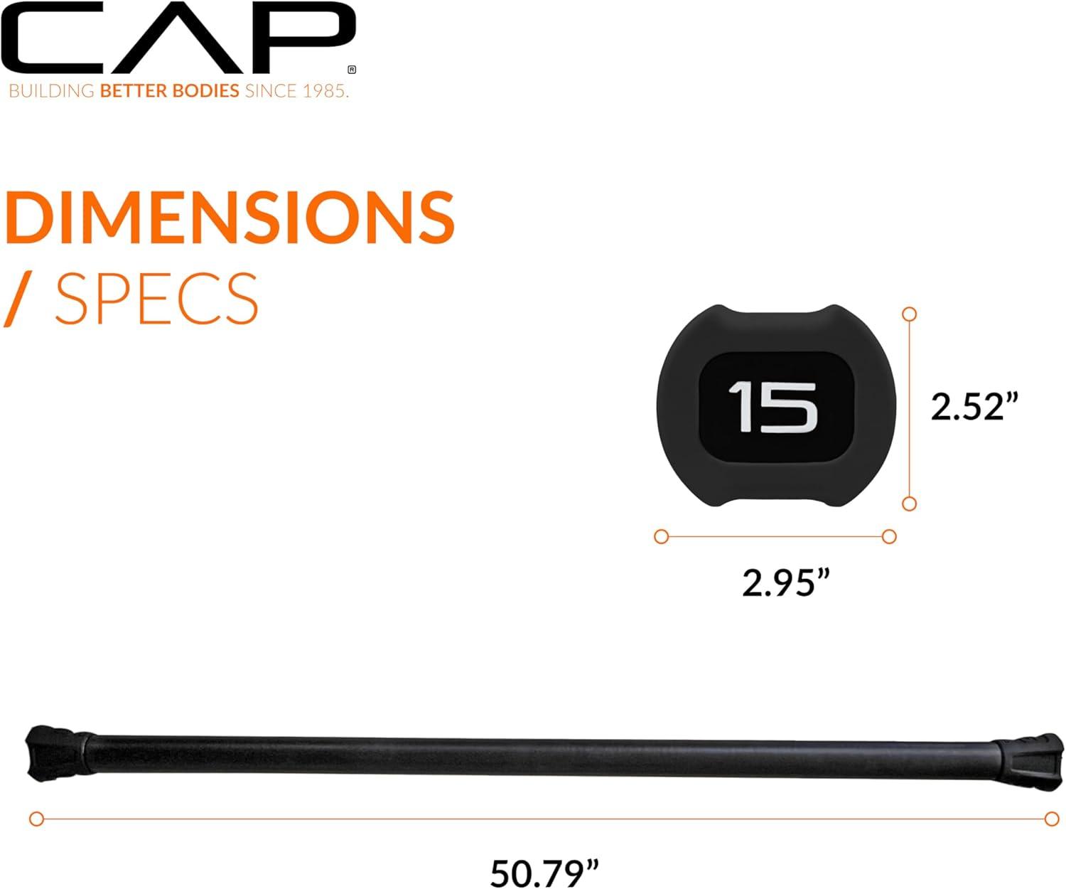 imageCAP Barbell Weighted Workout Bar  520 lb  Multiple Options15 LB  Black