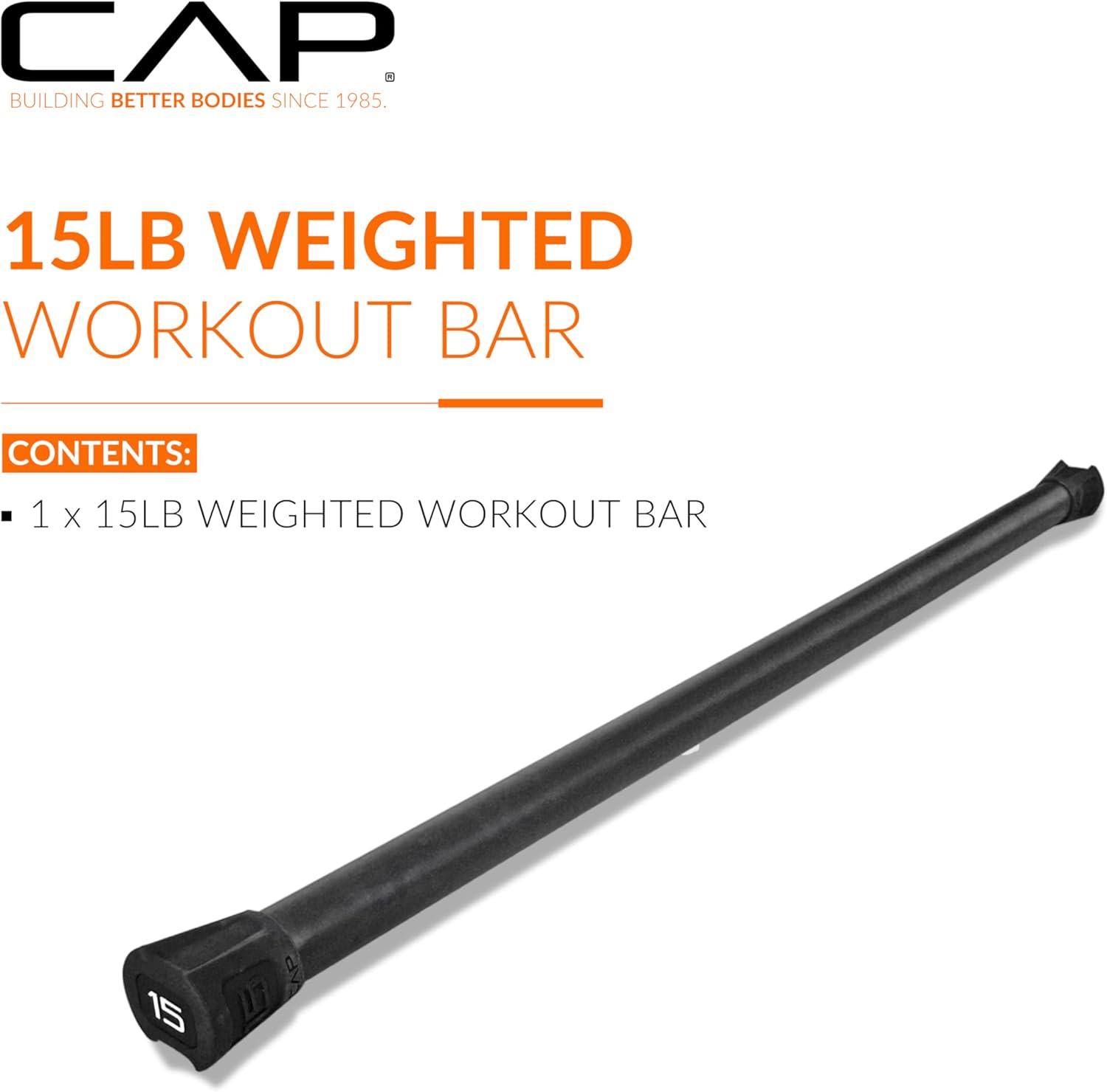imageCAP Barbell Weighted Workout Bar  520 lb  Multiple Options15 LB  Black