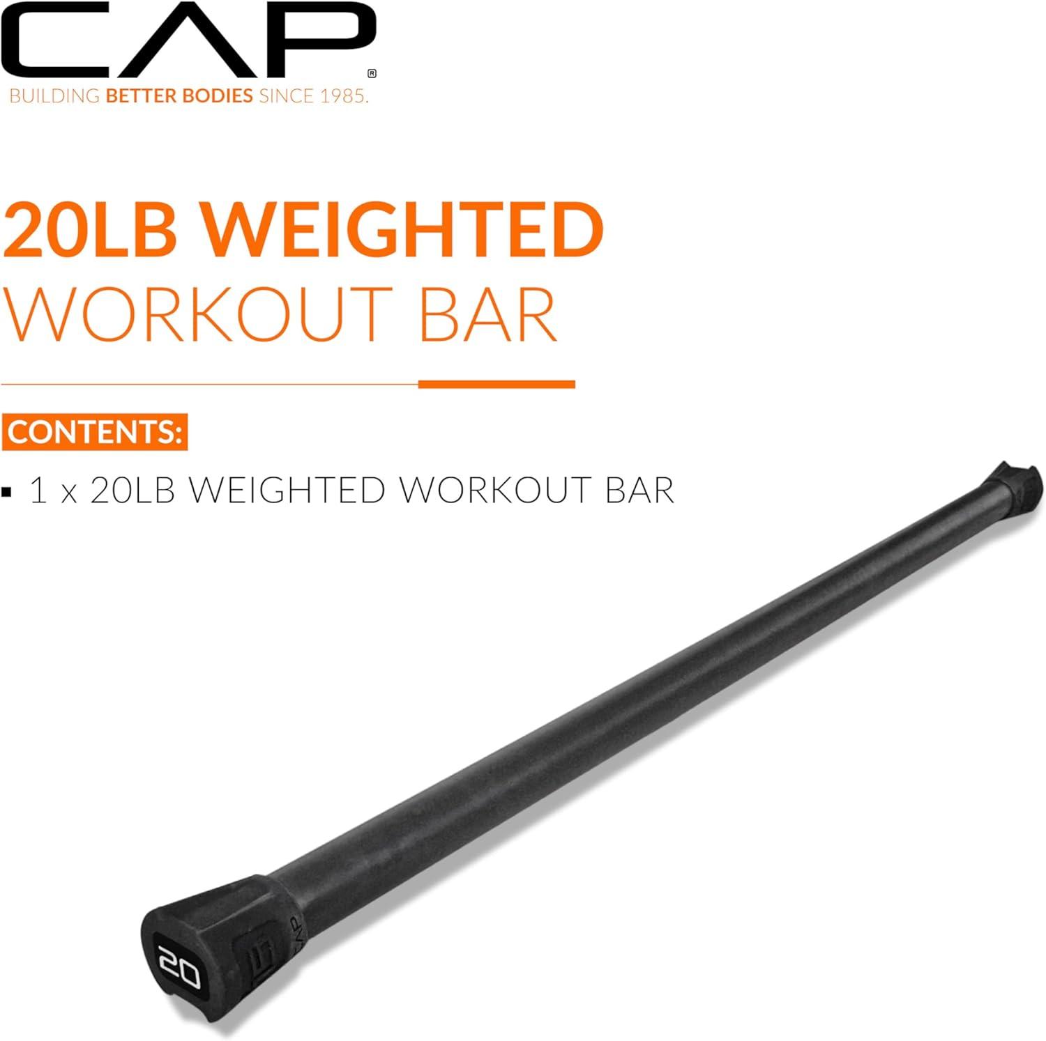 imageCAP Barbell Weighted Workout Bar  520 lb  Multiple Options20 LB  Black