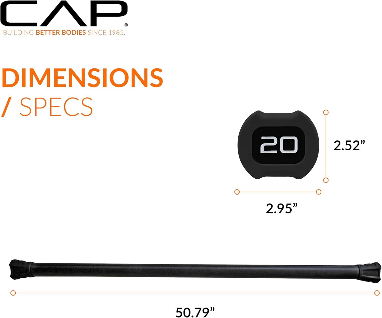 imageCAP Barbell Weighted Workout Bar  520 lb  Multiple Options20 LB  Black