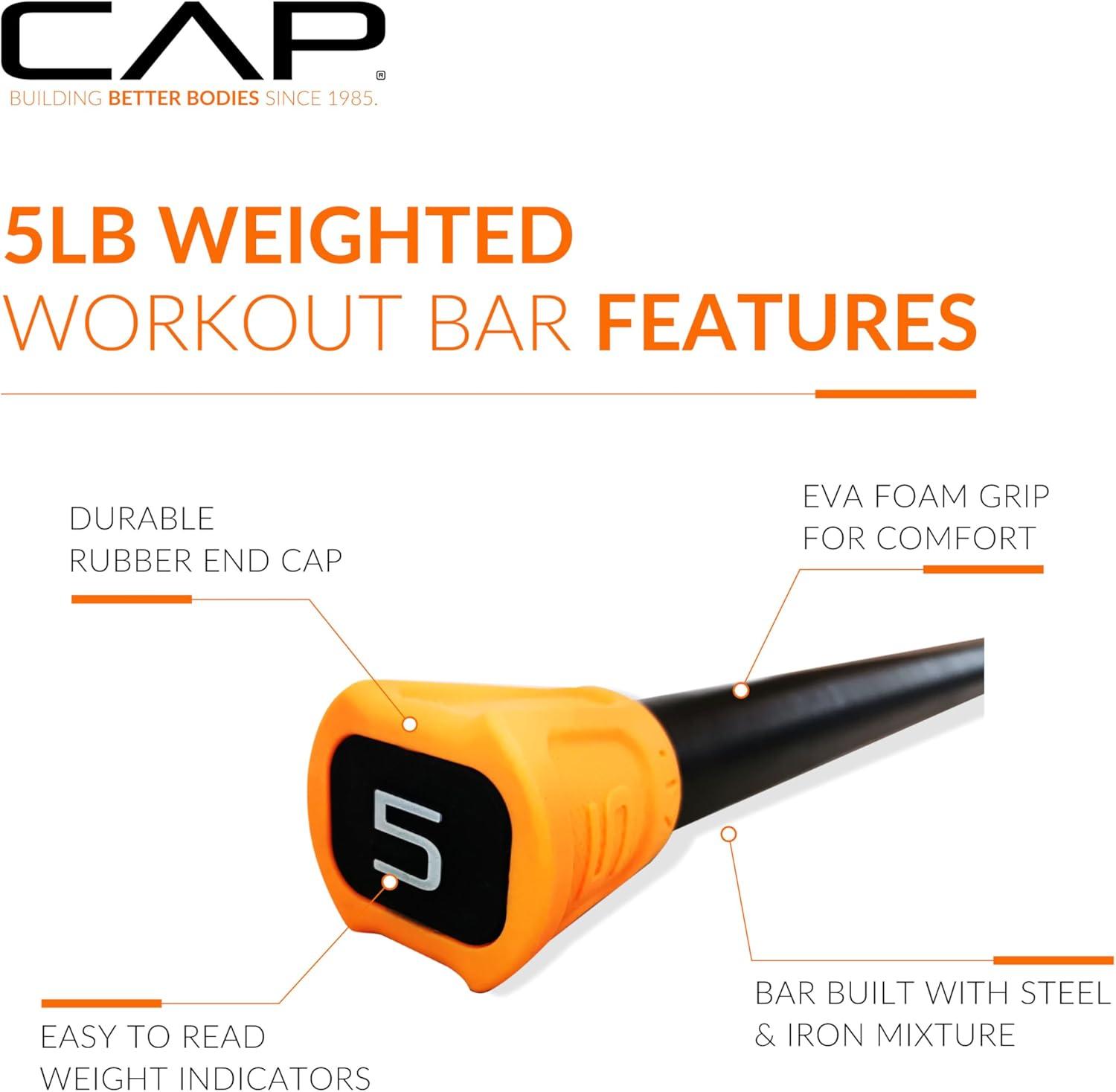 imageCAP Barbell Weighted Workout Bar  520 lb  Multiple Options5 LB  Orange