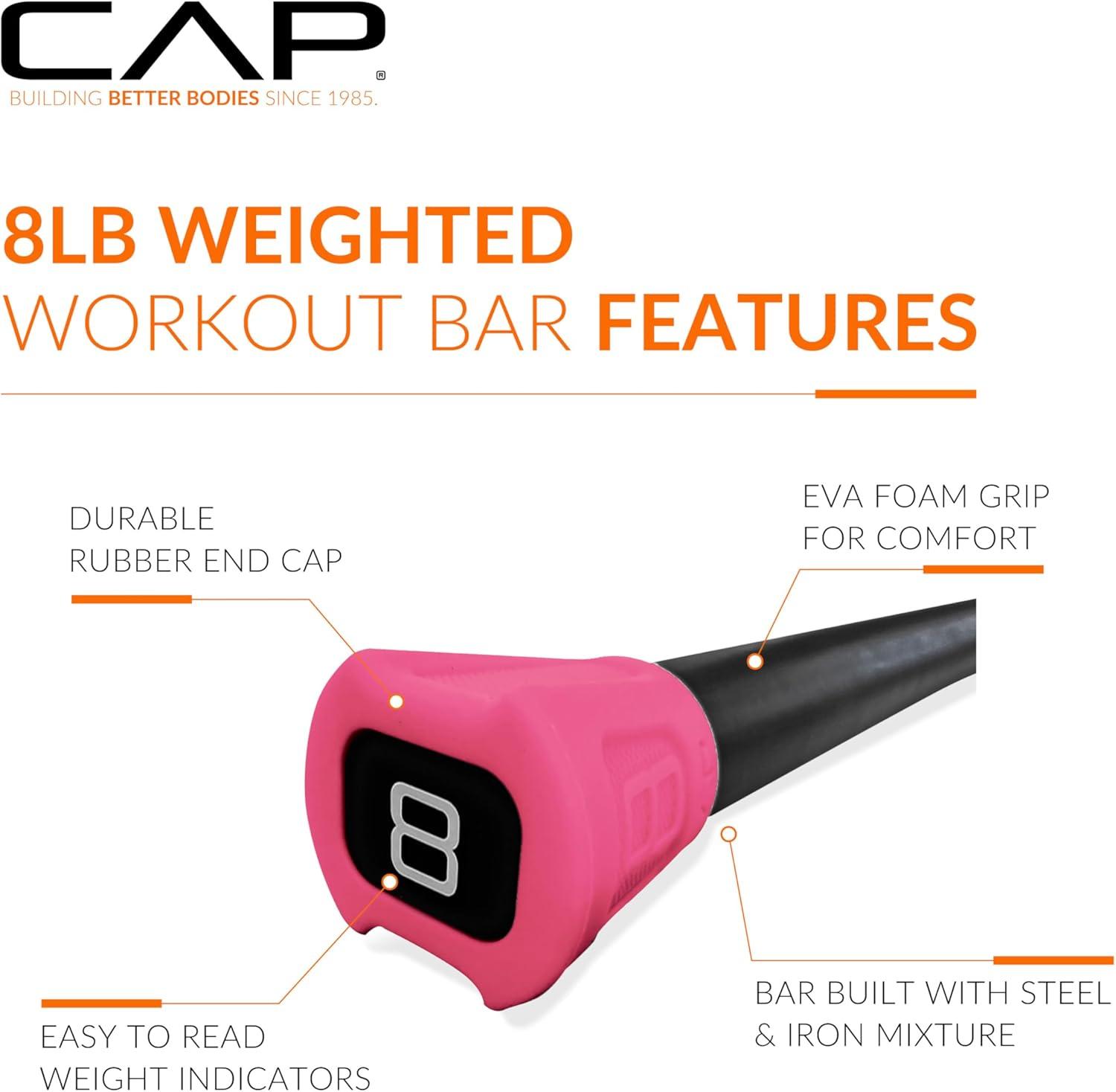 imageCAP Barbell Weighted Workout Bar  520 lb  Multiple Options8 LB  Red