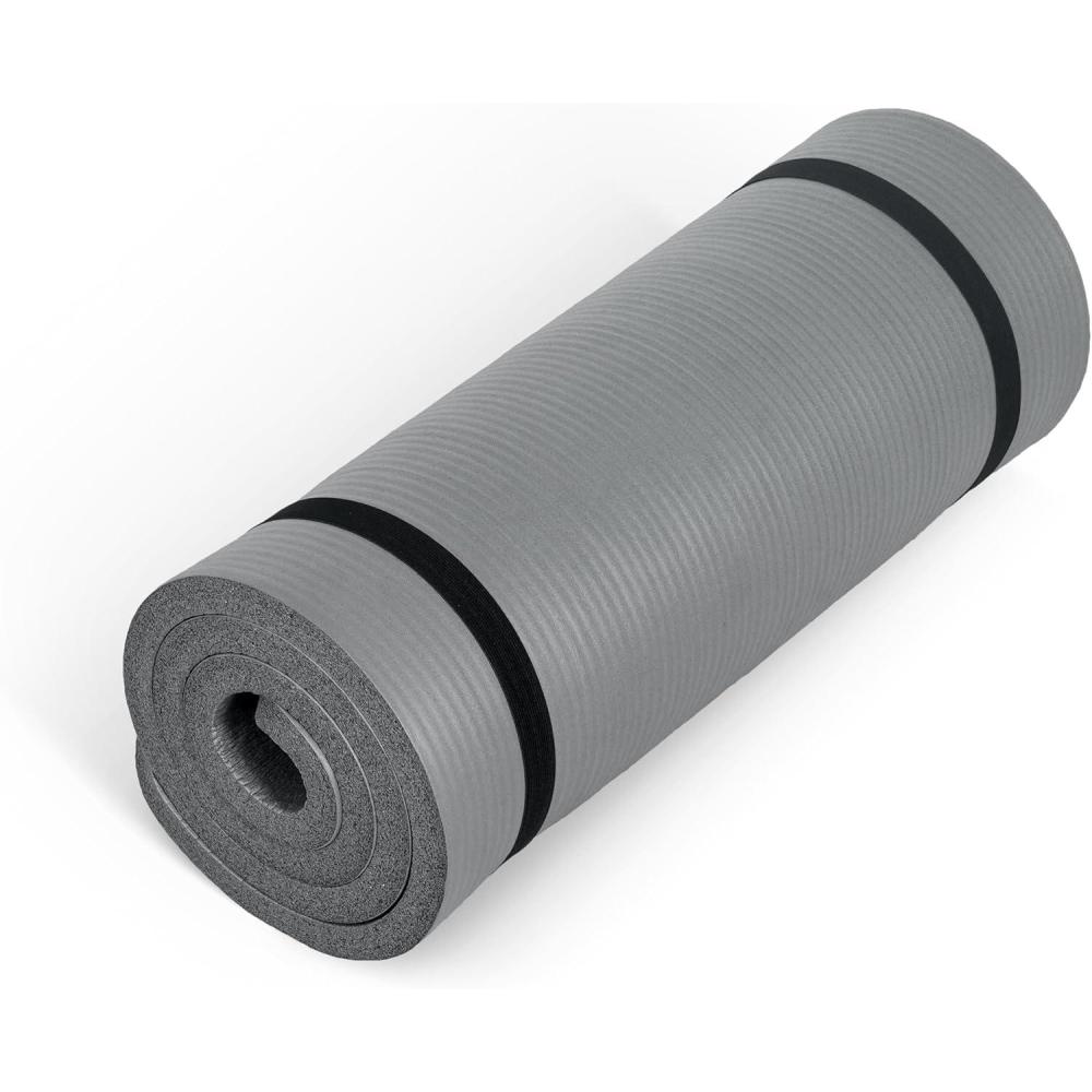 imageCAP Barbell 1Inch High Density Exercise Yoga Mat with Strap  Multiple ColorsGray