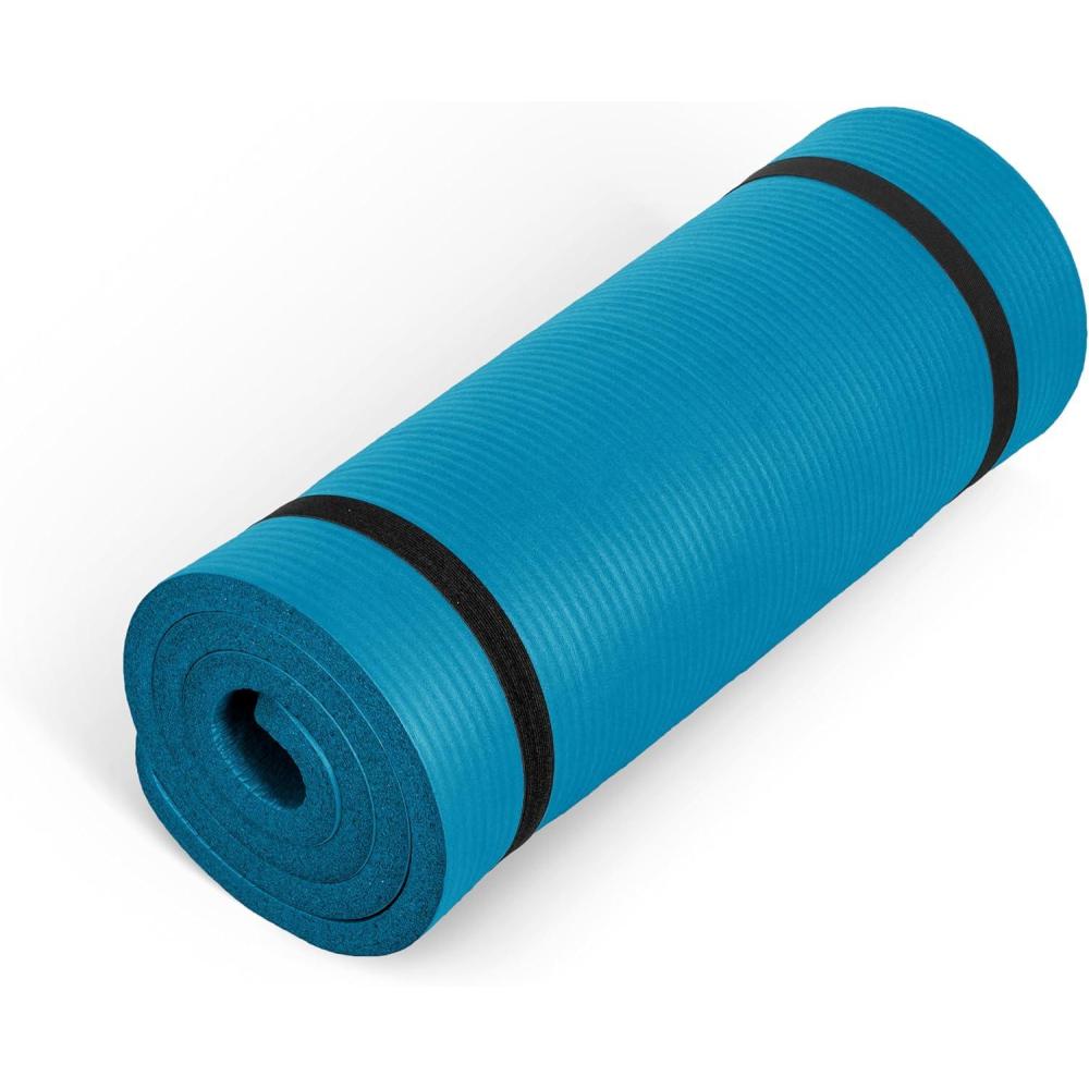 imageCAP Barbell 1Inch High Density Exercise Yoga Mat with Strap  Multiple ColorsTeal