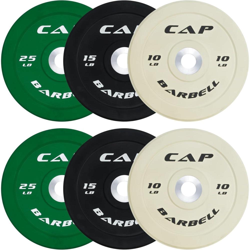 imageCAP Barbell 2Inch Olympic Bumper Plate Weight Set  100370 lbs  Multiple OptionsCOMPETITION