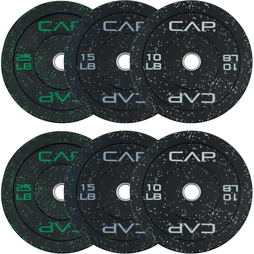 imageCAP Barbell 2Inch Olympic Bumper Plate Weight Set  100370 lbs  Multiple OptionsECONOMY  SPECKLED