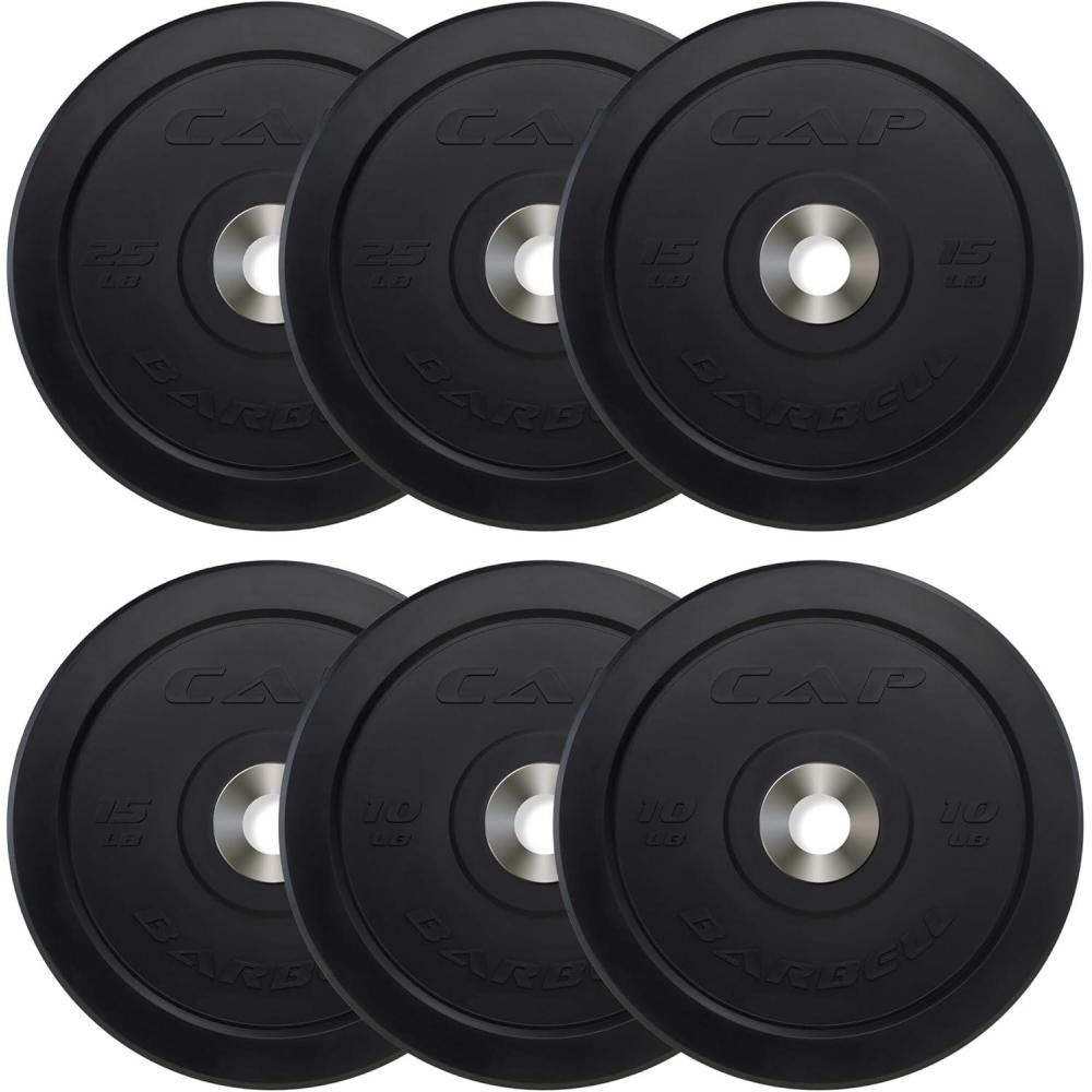 imageCAP Barbell 2Inch Olympic Bumper Plate Weight Set  100370 lbs  Multiple OptionsPRO