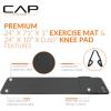 imageCAP Barbell 12Inch High Density Exercise Yoga Mat with Strap  Multiple OptionsBlack