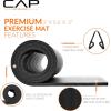 imageCAP Barbell 12Inch High Density Exercise Yoga Mat with Strap  Multiple OptionsBlack