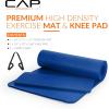 imageCAP Barbell 12Inch High Density Exercise Yoga Mat with Strap  Multiple OptionsBlue
