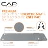 imageCAP Barbell 12Inch High Density Exercise Yoga Mat with Strap  Multiple OptionsGray