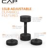 imageCAP Barbell 15 lb Adjustable Dumbbell  Compact Cast Iron Weight  Multiple OptionsPair