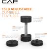 imageCAP Barbell 15 lb Adjustable Dumbbell  Compact Cast Iron Weight  Multiple OptionsPair