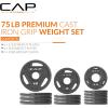 imageCAP Barbell 2Inch Olympic Cast Iron Plate Weight Set  75285 lbs  Multiple OptionsELITE