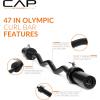 imageCAP Barbell 47Inch Olympic EZ Curl Bar for 2Inch Weight Plates  Multiple OptionsBlack