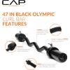imageCAP Barbell 47Inch Olympic EZ Curl Bar for 2Inch Weight Plates  Multiple OptionsBlack