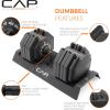 imageCAP Barbell ADJUSTABELL Adjustable 55 lb Hex Dumbbell Weights  Singles ampamp Pairs  Multiple Handle OptionsSingle