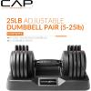 imageCAP Barbell ADJUSTABELL Adjustable Round Dumbbell Weights  Singles ampamp Pairs  125 lb 25 lb ampamp 55 lb  Multiple Handle OptionsPair