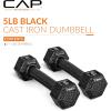 imageCAP Barbell Cast Iron Hex Dumbbell  Multiple OptionsBlack  Pair