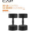 imageCAP Barbell Coated Dumbbell Weight  Multiple Options Pairs ampamp Sets12Sided  Black Handle