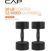 imageCAP Barbell Coated Dumbbell Weight  Multiple Options Pairs ampamp Sets12Sided  Black Handle