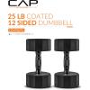imageCAP Barbell Coated Dumbbell Weight  Multiple Options Pairs ampamp Sets12Sided  Black Handle