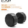 imageCAP Barbell Coated Hex Dumbbell Weight  Multiple Options12Sided  Black Handle