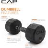 imageCAP Barbell Coated Hex Dumbbell Weight  Multiple Options12Sided  Black Handle