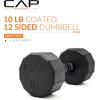 imageCAP Barbell Coated Hex Dumbbell Weight  Multiple Options12Sided  Black Handle