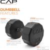 imageCAP Barbell Coated Hex Dumbbell Weight  Multiple Options12Sided  Black Handle