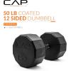 imageCAP Barbell Coated Hex Dumbbell Weight  Multiple Options12Sided  Black Handle