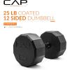 imageCAP Barbell Coated Hex Dumbbell Weight  Multiple Options12Sided  Black Handle