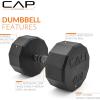 imageCAP Barbell Coated Hex Dumbbell Weight  Multiple Options12Sided  Black Handle