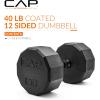 imageCAP Barbell Coated Hex Dumbbell Weight  Multiple Options12Sided  Black Handle