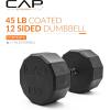 imageCAP Barbell Coated Hex Dumbbell Weight  Multiple Options12Sided  Black Handle