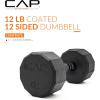 imageCAP Barbell Coated Hex Dumbbell Weight  Multiple Options12Sided  Black Handle