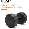 imageCAP Barbell Coated Hex Dumbbell Weight  Multiple Options12Sided  Black Handle