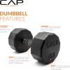 imageCAP Barbell Coated Hex Dumbbell Weight  Multiple Options12Sided  Black Handle