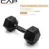 imageCAP Barbell Coated Hex Dumbbell Weight  Multiple OptionsBlack Handle
