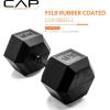 imageCAP Barbell Coated Hex Dumbbell Weight  Multiple OptionsBlack Handle