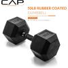imageCAP Barbell Coated Hex Dumbbell Weight  Multiple OptionsBlack Handle