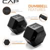 imageCAP Barbell Coated Hex Dumbbell Weight  Multiple OptionsBlack Handle