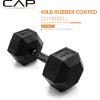 imageCAP Barbell Coated Hex Dumbbell Weight  Multiple OptionsBlack Handle