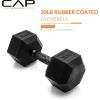 imageCAP Barbell Coated Hex Dumbbell Weight  Multiple OptionsBlack Handle