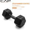 imageCAP Barbell Coated Hex Dumbbell Weight  Multiple OptionsBlack Handle