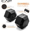 imageCAP Barbell Coated Hex Dumbbell Weight  Multiple OptionsBlack Handle
